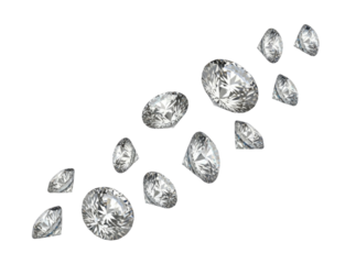 Scattered diamonds on black background transparent background cutout png
