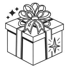 gift box icon with starburst ribbon 