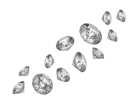 Scattered diamonds on black background transparent background cutout png