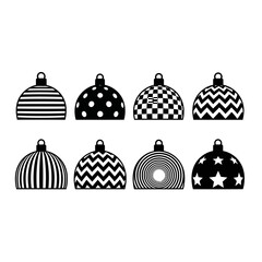 Set of Holiday Ornaments with Geometric Designs for Festive Celebrations and Decorations for New Year's and Winter Holiday Season