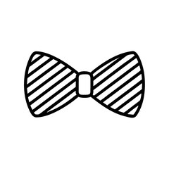 Striped bow tie in black outline vector style
