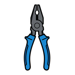 Blue handled pliers tool for gripping and cutting tasks.