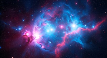 Cosmic Symphony Blue pink and stardust nebulae intertwine