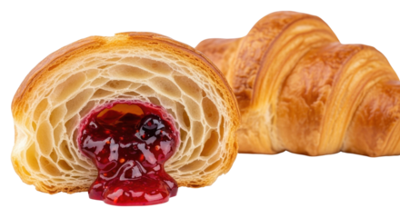 Croissant with jam filling transparent background cutout png