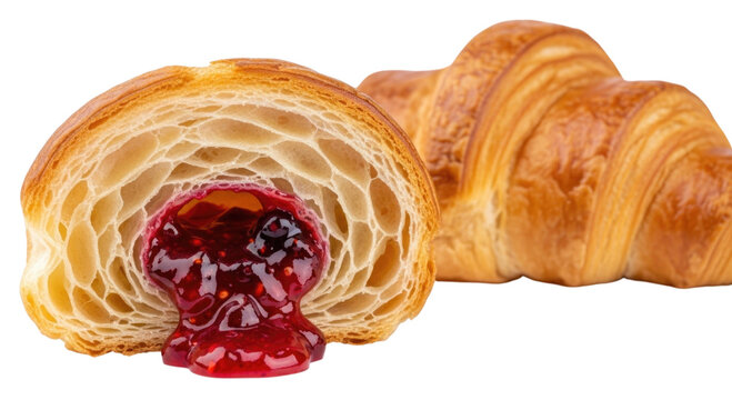 Croissant with jam filling transparent background cutout png - Powered by Adobe