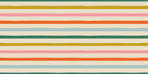 Colorful pastel color stripe seamless pattern illustration. Hand drawn geometric striped line background in vintage style. 