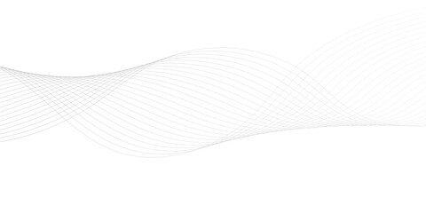 Geometric grey vector waves on white background. Editable stroke, Abstract background wave line elegant white striped diagonal line technology concept web texture.