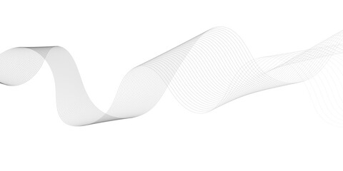 Geometric grey vector waves on white background. Editable stroke, Abstract background wave line elegant white striped diagonal line technology concept web texture.