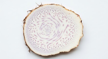 Cross section of taro root, showing intricate patterns and textures.