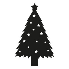 Black and white silhouette of Christmas tree isolated on the background. Vector New Year and Christmas illustrations