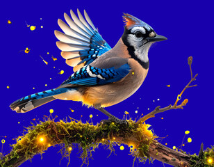 Fantasy Forest Jay with Luminous Fireflies
