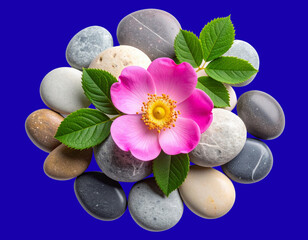 Fresh Rosehip Flower in Minimal Botanical Flat Lay