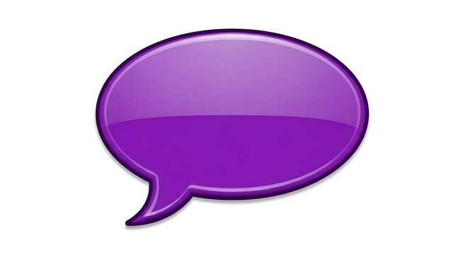 Purple speech bubble isolated on white background, representing communication, conversation, message, feedback, and social interaction in digital and interpersonal contexts