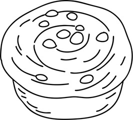 A pastry with a swirl of icing and nuts on top