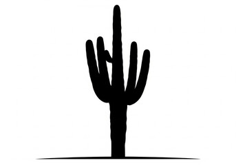 Obraz premium Desert Cactus Silhouette on Minimal Horizon Line