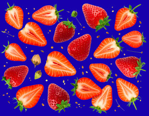 Strawberry Flat Lay with Magical Firefly Spark Effects