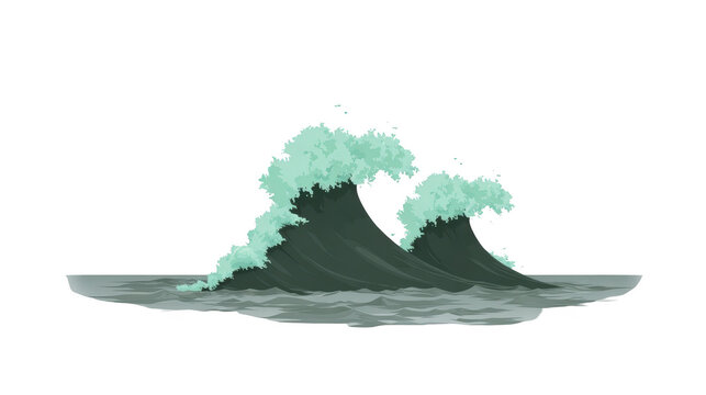 Large ocean wave sea water splash crest and foam in dynamic energetic style perfect for nature or marine themes evokes sense of power and movement