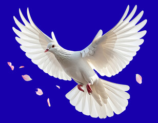  White Pigeon in Gentle Aerial Flight with Soft Spring Elements