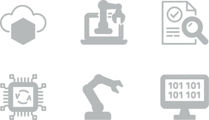 Obraz premium Set of artificial intelligence vector icons isolated on