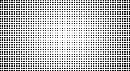 Black halftone dot gradient background with fading center effect for modern graphic design, comic style textures, posters, and abstract layouts © Pixrow