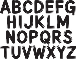 Black and white hand drawn alphabet letters font typography