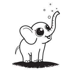 Fototapeta premium Cute Baby Elephant Coloring Page