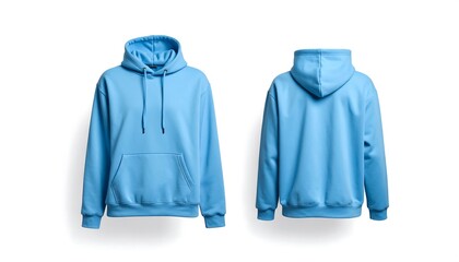 Light Blue Hoodie Mockup Front and Back View for Catalog and Collection Presentation