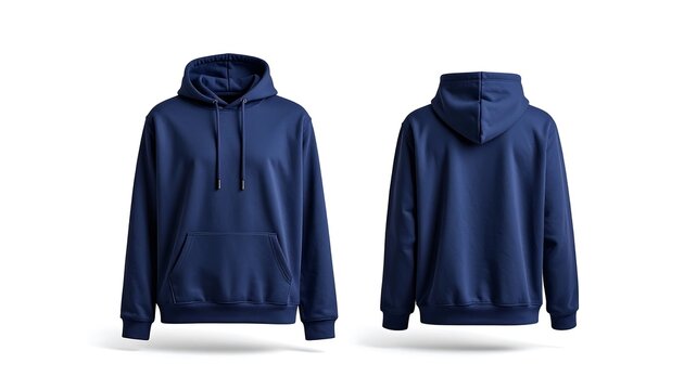 Dark blue hoodie mockup for catalog, collection front and back views, apparel design showcase
