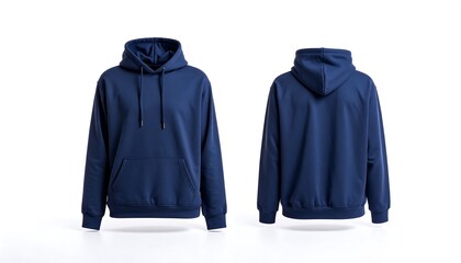 Classic dark blue hoodie blank template. Ideal garment mockup for showcasing your design catalog collection on apparel