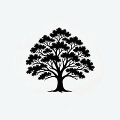 Oak Tree Silhouette: The silhouette of a majestic oak tree, its branches reaching skyward. The image evokes a sense of strength, resilience, and connection to nature. 