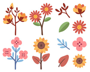 Floral vector set with various flower and leaf doodle collection. Perfect for invitation, pattern, journaling, planner, greeting card, and decorative projects.