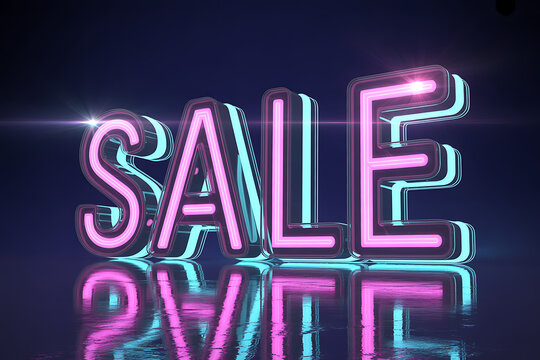 Shop neon sale now with glowing style and big savings, bright letters grab attention for retail promotions and holiday deals, limited time offers - Powered by Adobe