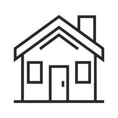 Minimalist house outline line art icon for real estate and property services isolated on white background