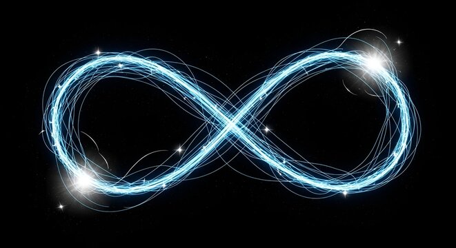 Infinity symbol glowing in darkness