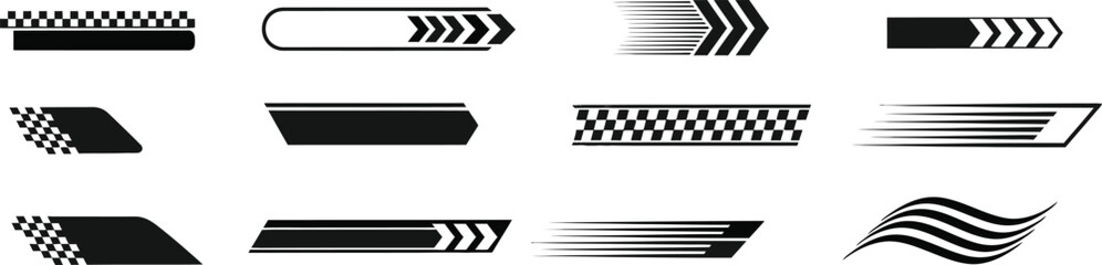 Abstract black and white graphic elements for design and decoration