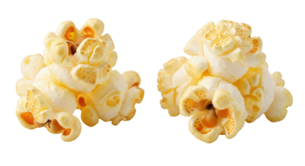Two piles of popcorn transparent background cutout png