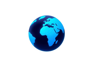 Naklejka premium Blue globe digital earth Africa and Europe glowing world map modern style isolated on white technology global connection environmental concept futuristic design
