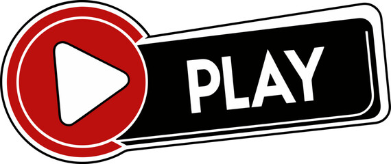  Play button icon with red triangle and black label 