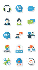 Fototapeta premium Colorful Customer Service Icons Representing Support, Communication, and Assistance.