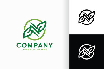 A modern circular emblem combining the letter N with a clean leaf shape. Ideal for eco industries, organic brands, farming businesses, wellness products, and nature-driven companies.
