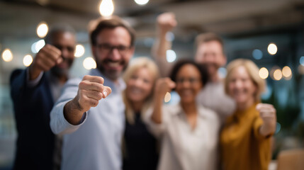 Faceless group of diverse business people celebrating defocused meeting room background LGBT inclusive successful achievement award ceremony office workplace corporate