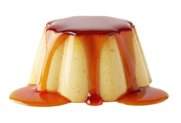 Delicious caramel custard dessert transparent background cutout png