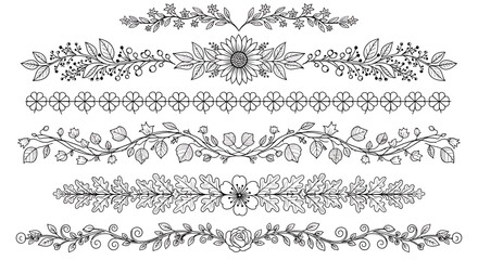 Obraz premium Elegant Hand-Drawn Floral Dividers and Borders Collection.