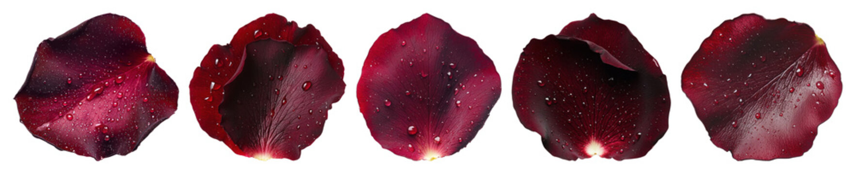 PNG Vibrant rose petals with droplets, element set on transparent background