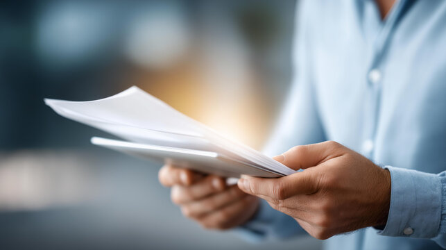 Document management concept electronic defocused virtual screen, faceless digital system, automation visualization detail, blurred paperless background, DMS concept, efficiency int