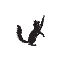Playful Cat Silhouette Reaching Up