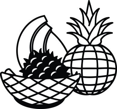 Tropical fresh and sweet pineapple food vector illustration on a white background