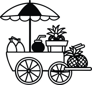 Vintage cart and carriage set with wheel illustrations and auto transport icons