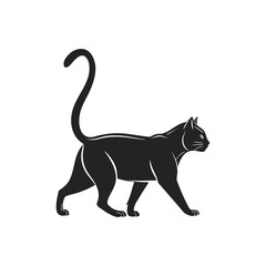 Black Cat Silhouette Walking – Vector Illustration
