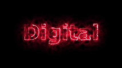 Digital next text animation icon neon line. digital text icon animation neon glowing blue color text letter. 4k video on black background. - Powered by Adobe